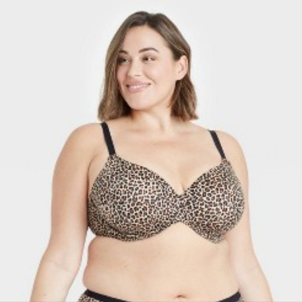 Women's Leopard Print Superstar Lightly Lined T Shirt  Bra 46D Auden